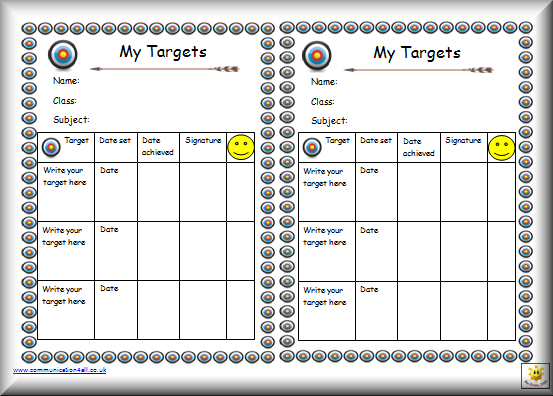 Target Card Template Ks2 targetslit Target Card Template Ks2 targetslit